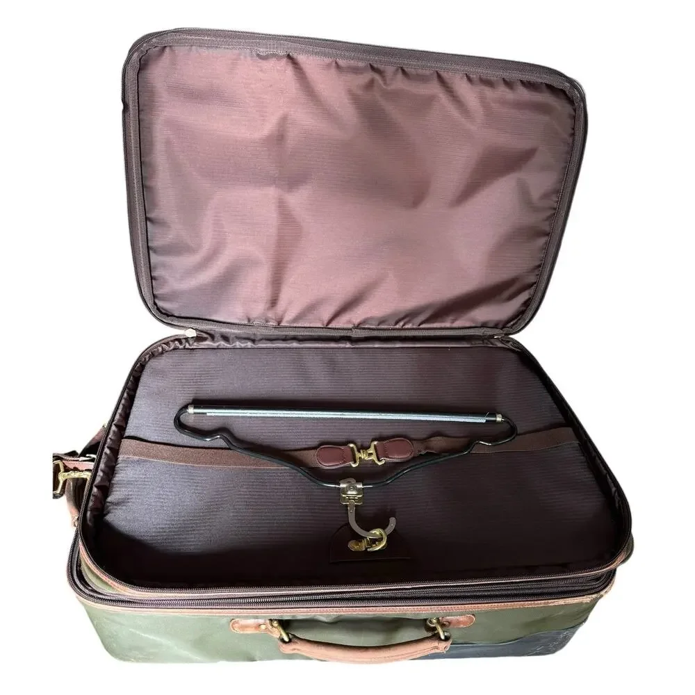 Vintage Coach 5496 22” Green Brown Leather Canvas Rolling Garment Bag USA